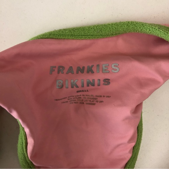 Frankie’s Bikinis Pink and Green Terry Cloth Bikini Set - Picture 9 of 9